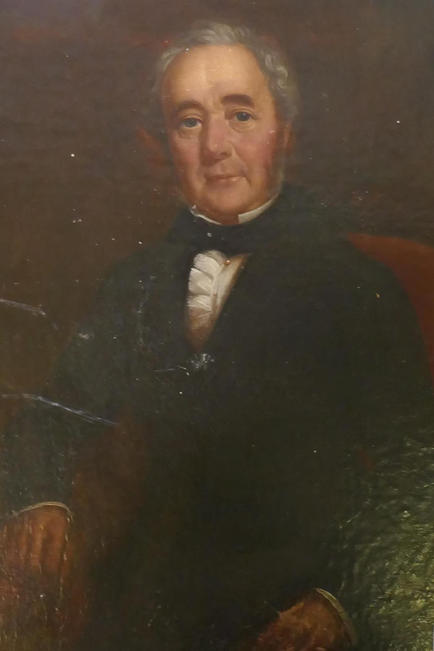 Portrait of a Victorian gentleman, unsigned, oil on canvas laid on board, 35.5 x 40.5cm - Image 2 of 4