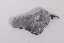 An antique silver cigarillo cutter by John Yeomans Cowlishaw, Sheffield, 1909