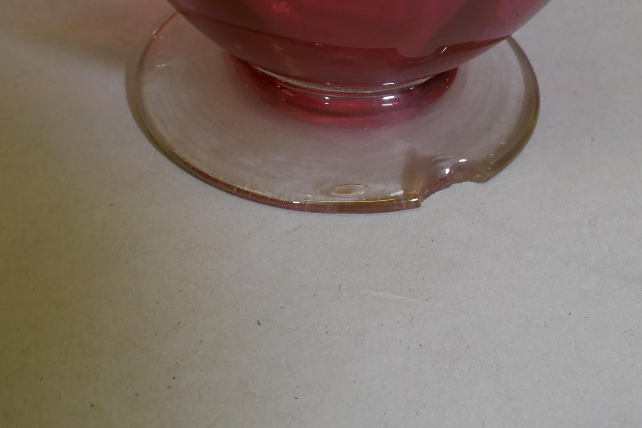 A quantity of Victorian cranberry glass, jugs, drinking glasses and custard cups - Image 3 of 5