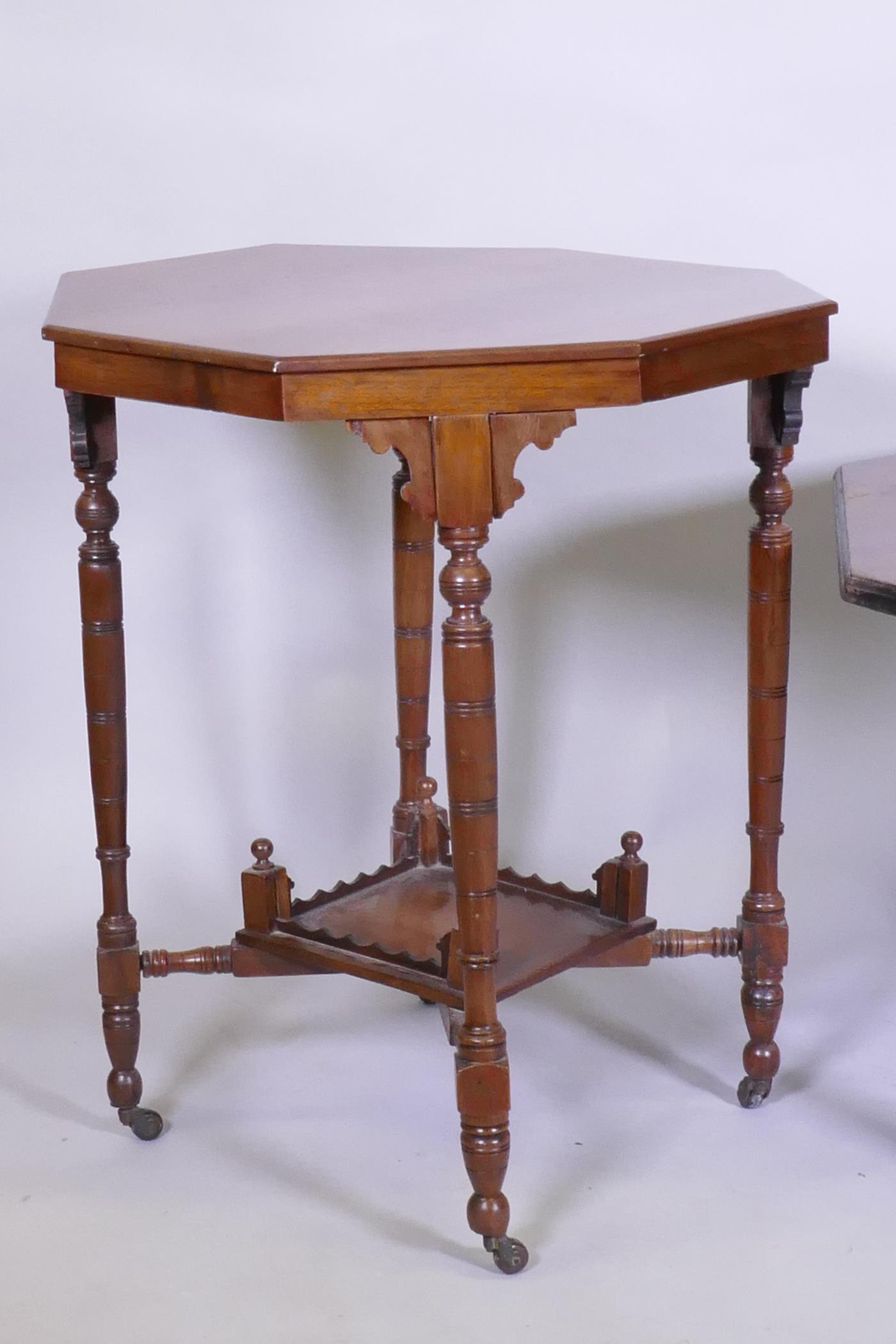 An Anglo-Indian centre table with paduk wood top and ebonised base, reduced, 100cm diameter, 54cm - Image 2 of 4