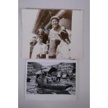 Two vintage black and white press photographs relating to China and Hong Kong, including a photo