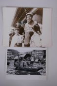 Two vintage black and white press photographs relating to China and Hong Kong, including a photo
