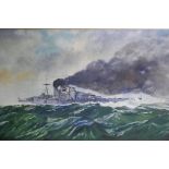 J. Fletcher, 79 British Naval battleships, oil on canvas, 92 x 51cm