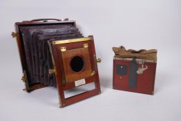 A.W. Watson & Sons, half plate mahogany field camera, for spares/repair, circa 1900, and a
