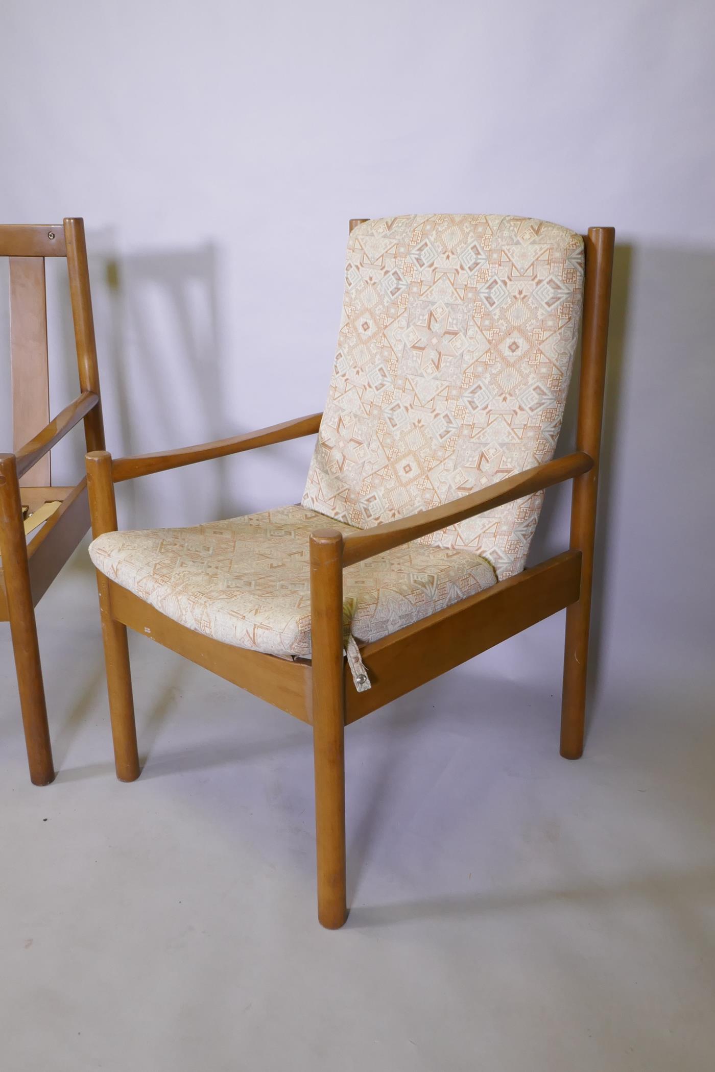 A pair of Ercol beech and wood open armchairs - Image 3 of 4