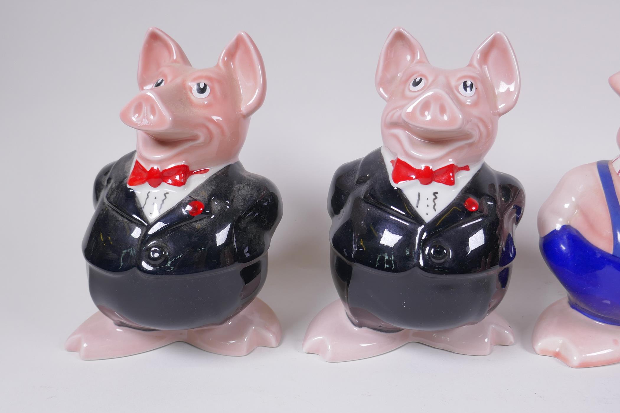 Two sets of five Wade NatWest ceramic piggy banks, largest 18cm high - Image 4 of 6