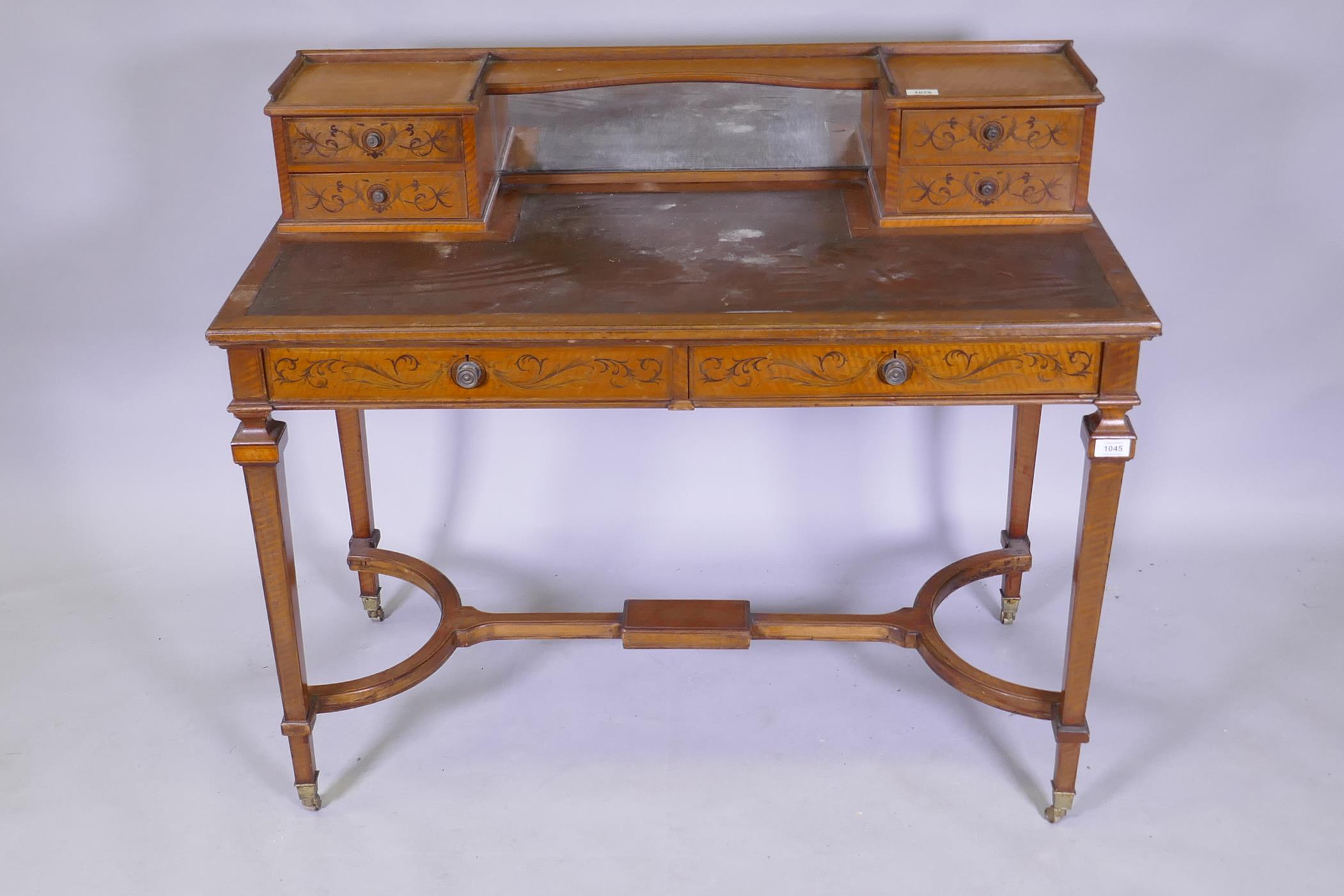 A Cope & Collinson Victorian inlaid satinwood Sheraton Revival bonheure de jour, the upper section - Image 2 of 4