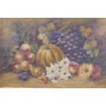 E. Chester, a pair of still lifes, fruit and flowers, signed, late C19th/early C20th, oils on