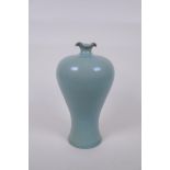 A Chinese Ru ware style porcelain meiping vase with frilled rim, 26cm high