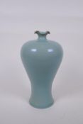 A Chinese Ru ware style porcelain meiping vase with frilled rim, 26cm high