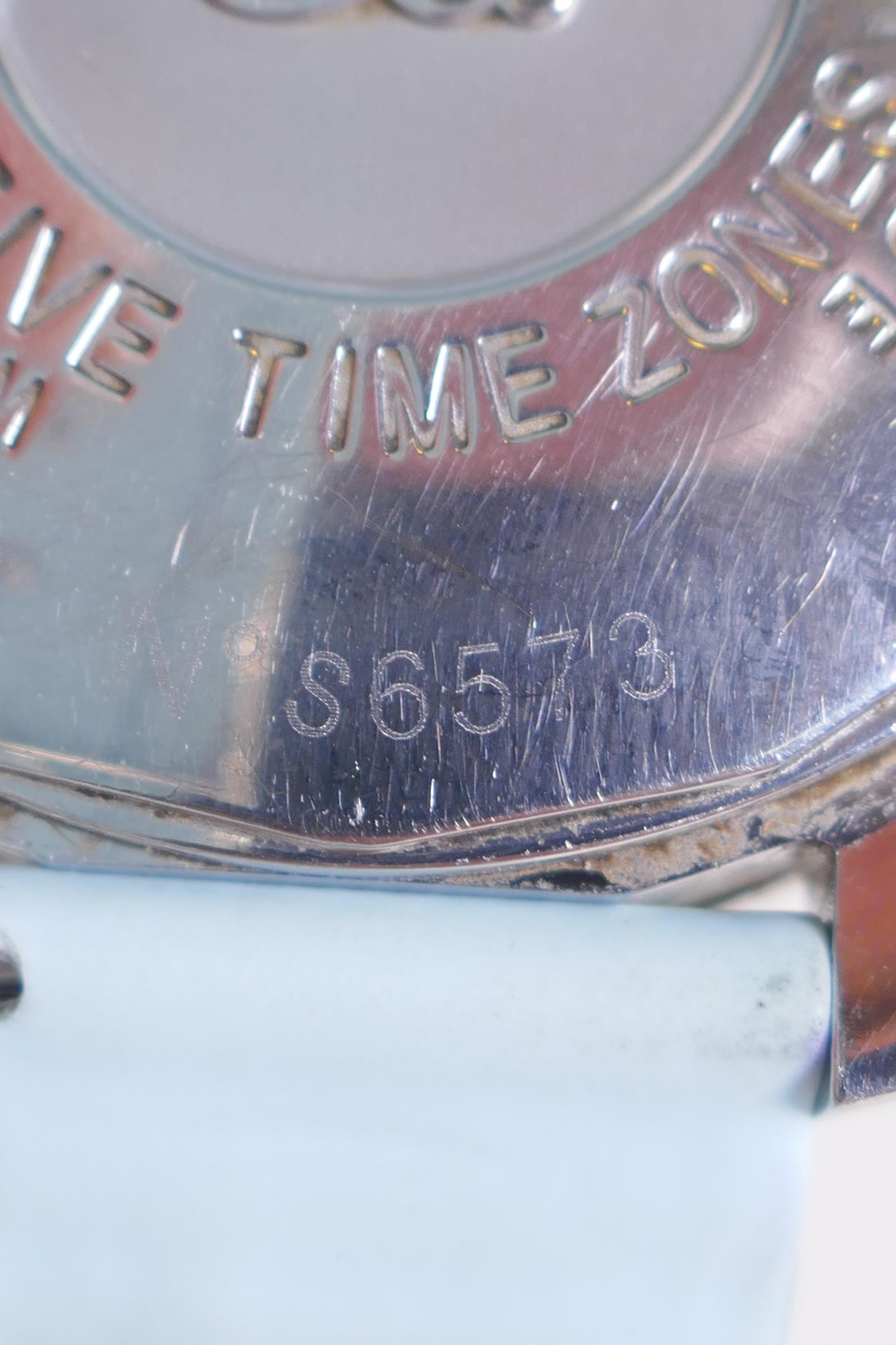 A gentleman's stainless steel cased Jacob & Co 'Five Time Zones' wrist watch, with mother of pearl - Image 3 of 6