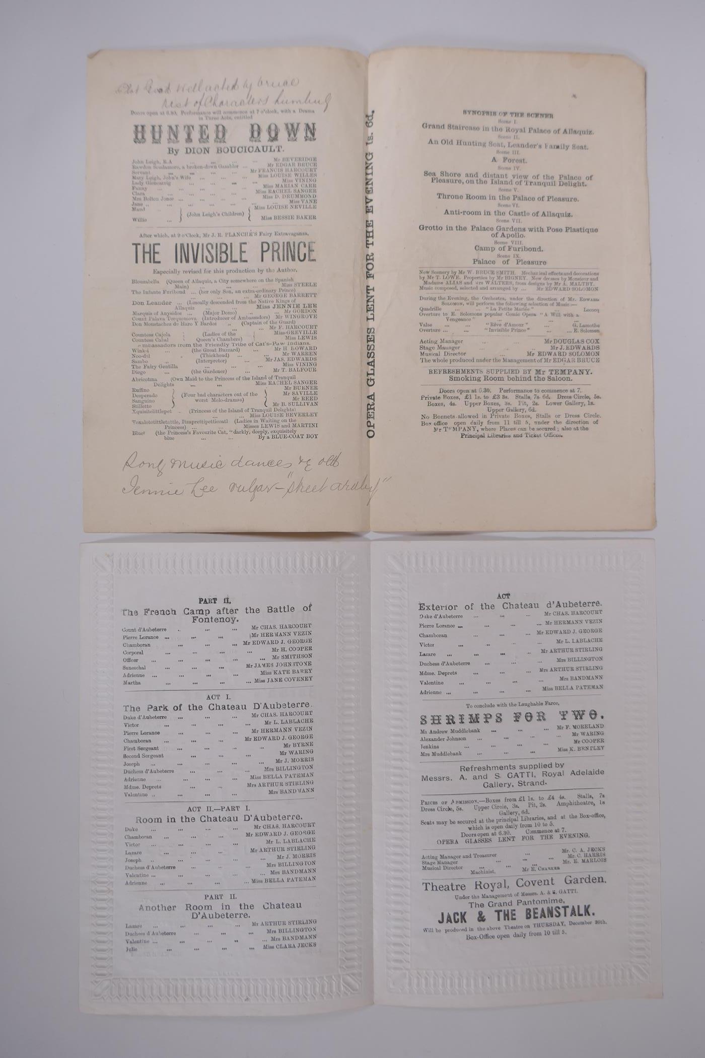 A collection of C19th London theatre programs including The Globe, St James's Theatre, Theatre Royal - Image 3 of 7