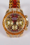 A gentleman's 18ct gold Rolex Daytona Zenith Chronograph wrist watch, with aftermarket adaptions