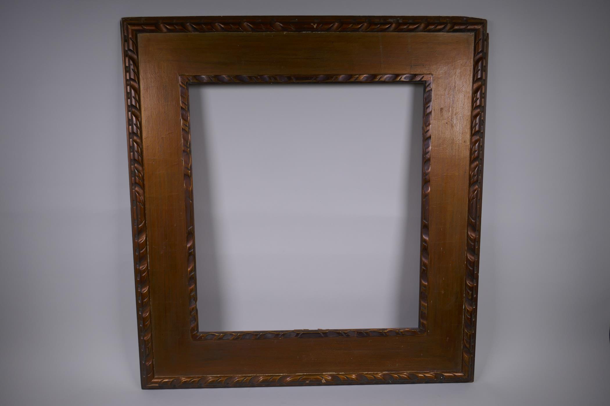 An Arts and Crafts giltwood picture frame, and an early C20th gilt frame with bow surmount, - Image 2 of 4