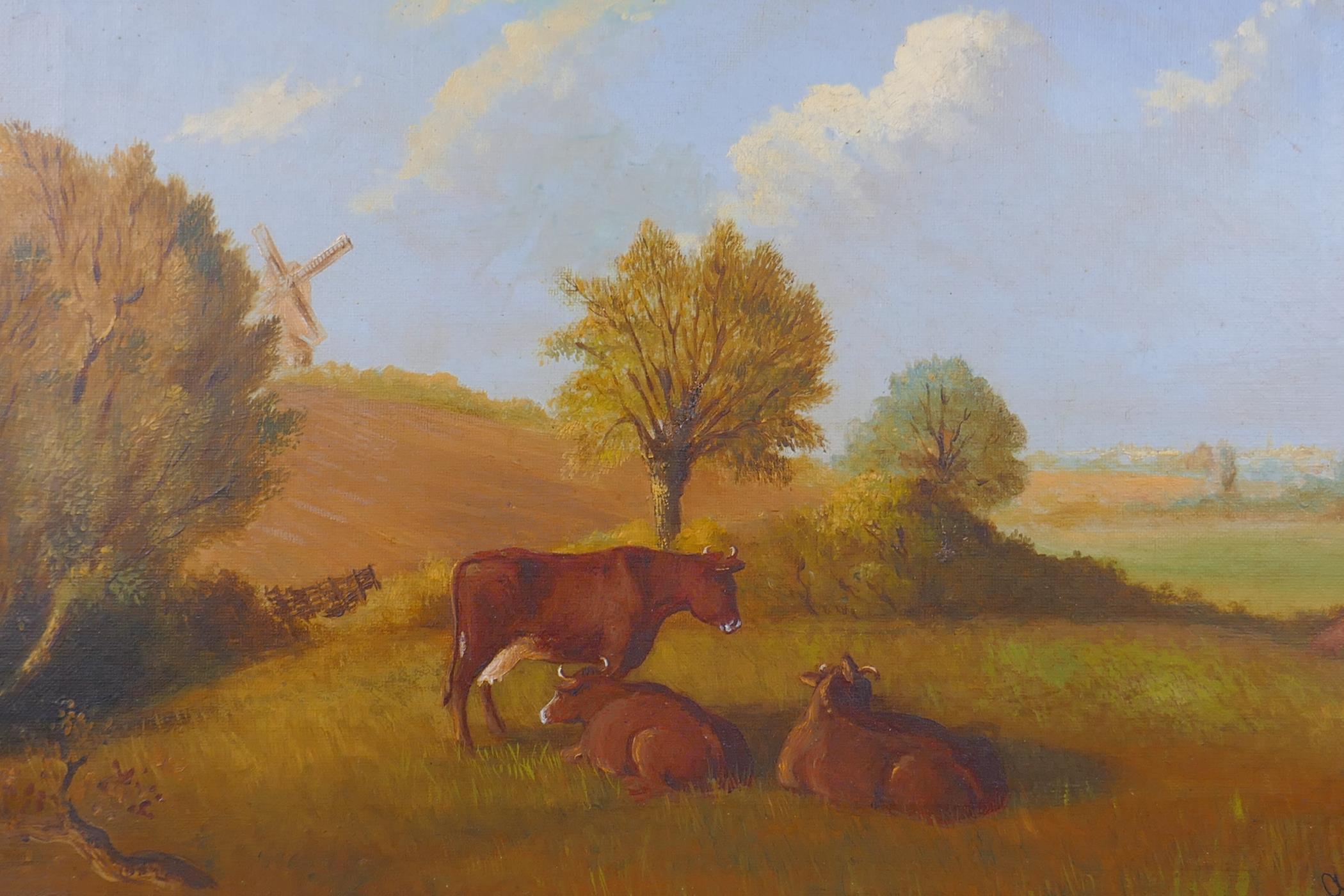 Landscape with cattle resting, signed A. Austin, 1881, C19th oil on canvas, 27 x 37cm