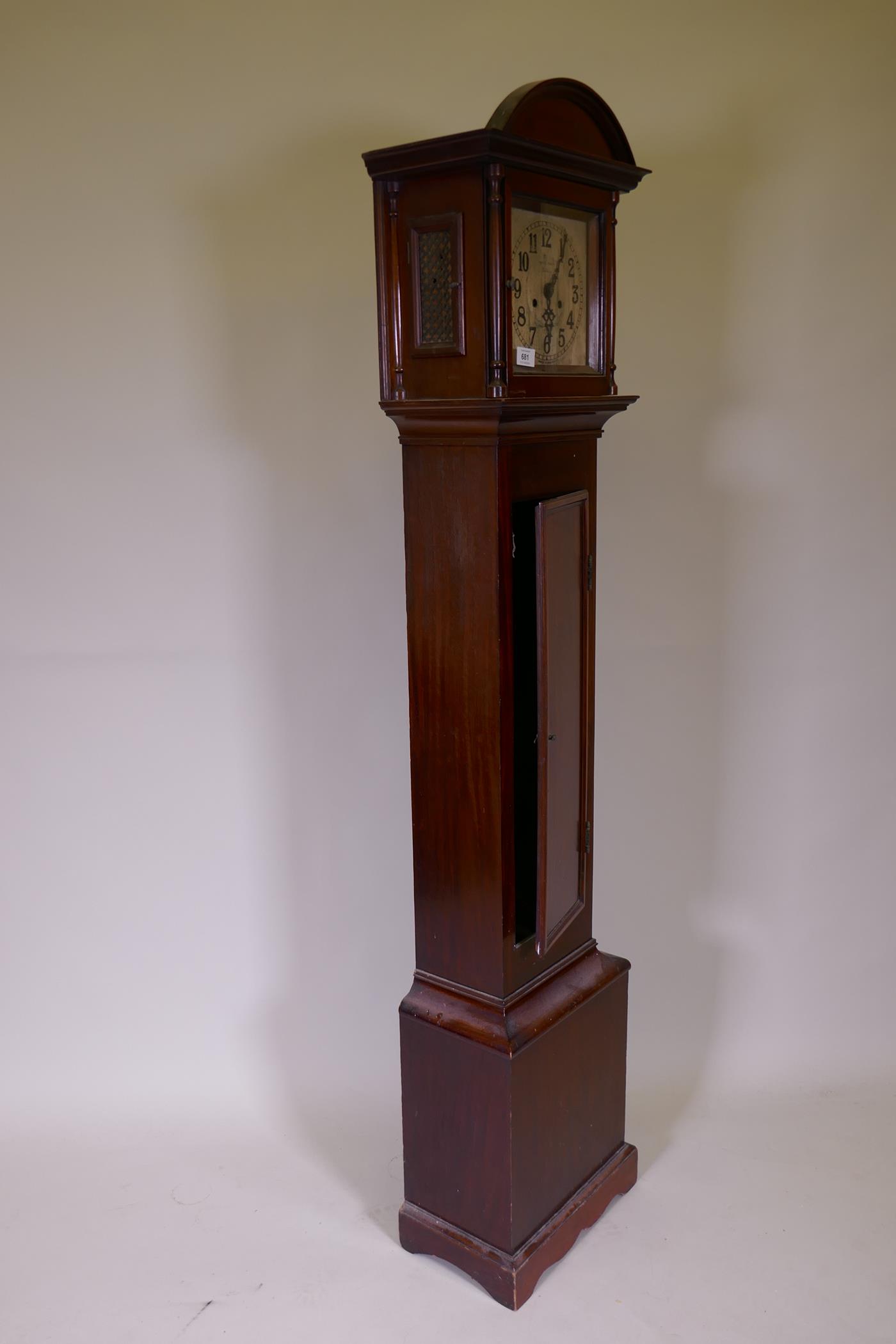 A mahogany cased grandmother clock, the silver dial with Arabic numerals, inscribed Samuel Makin, - Image 3 of 4