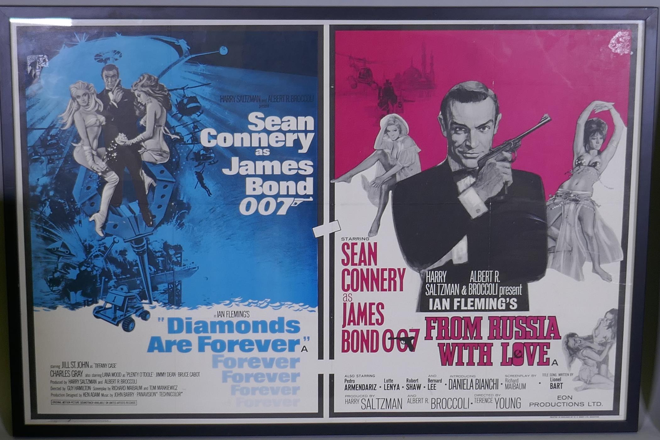 A 1973 UK Quad James Bond double bill film poster for Diamonds are Forever, 1971, twinned with