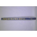 A vintage painted and gold leafed pine Mercedes Benz sign, 200 x 12cm