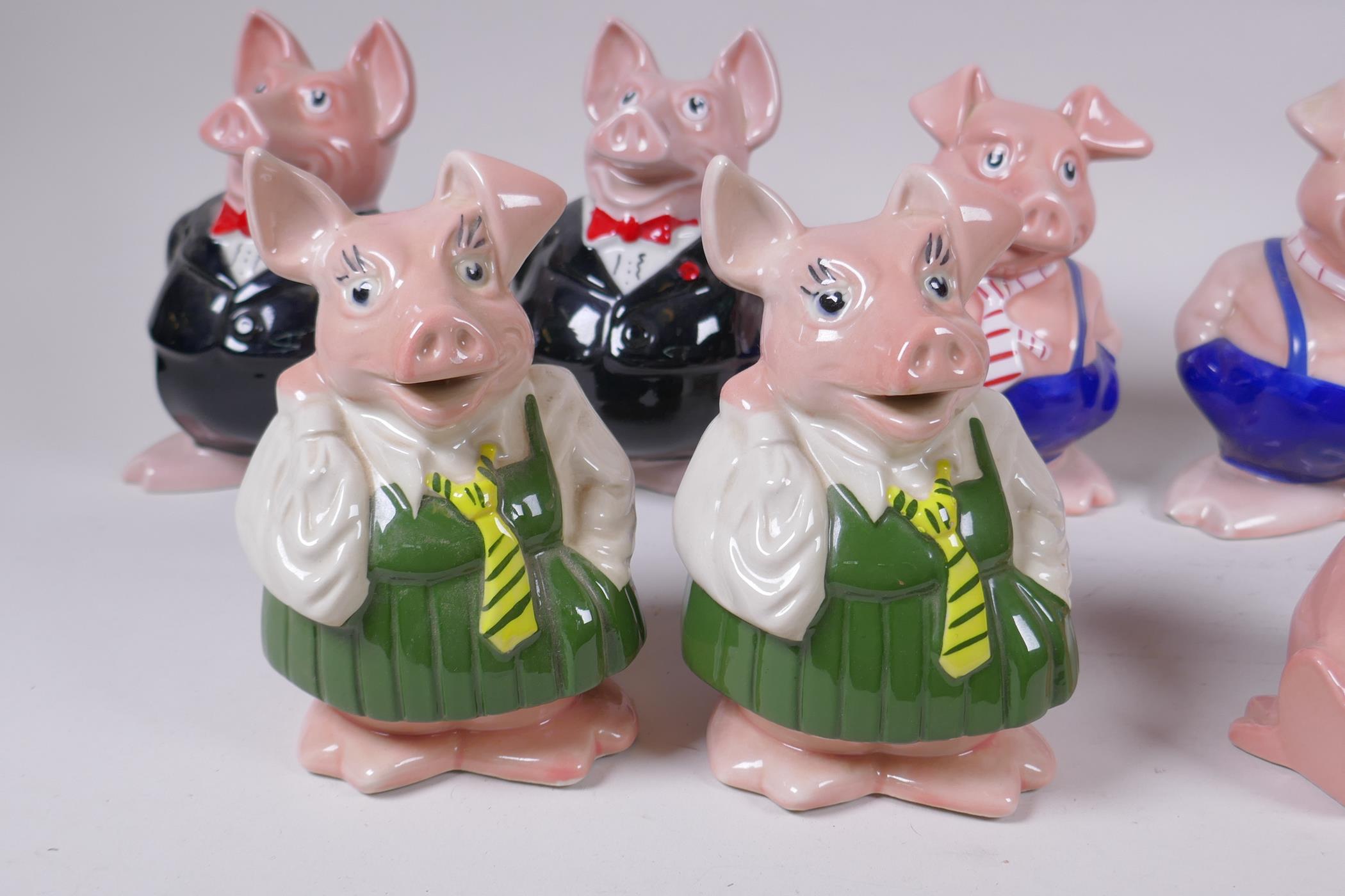 Two sets of five Wade NatWest ceramic piggy banks, largest 18cm high - Image 2 of 6