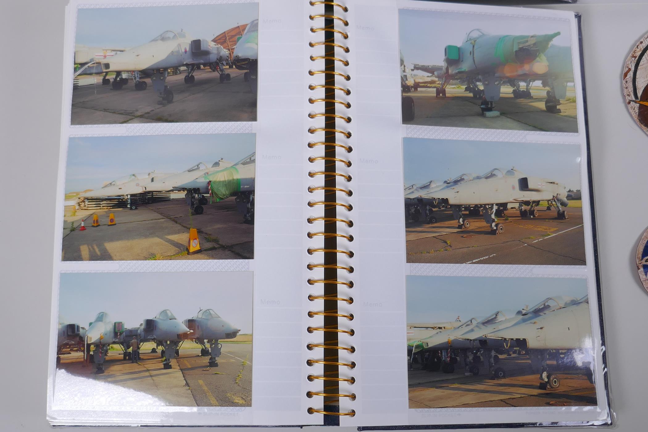 A photograph album of military interest, mostly aircraft, together with two US hand painted - Image 4 of 9