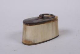 A Scottish horn snuff mull/pot, 7 x 3cm