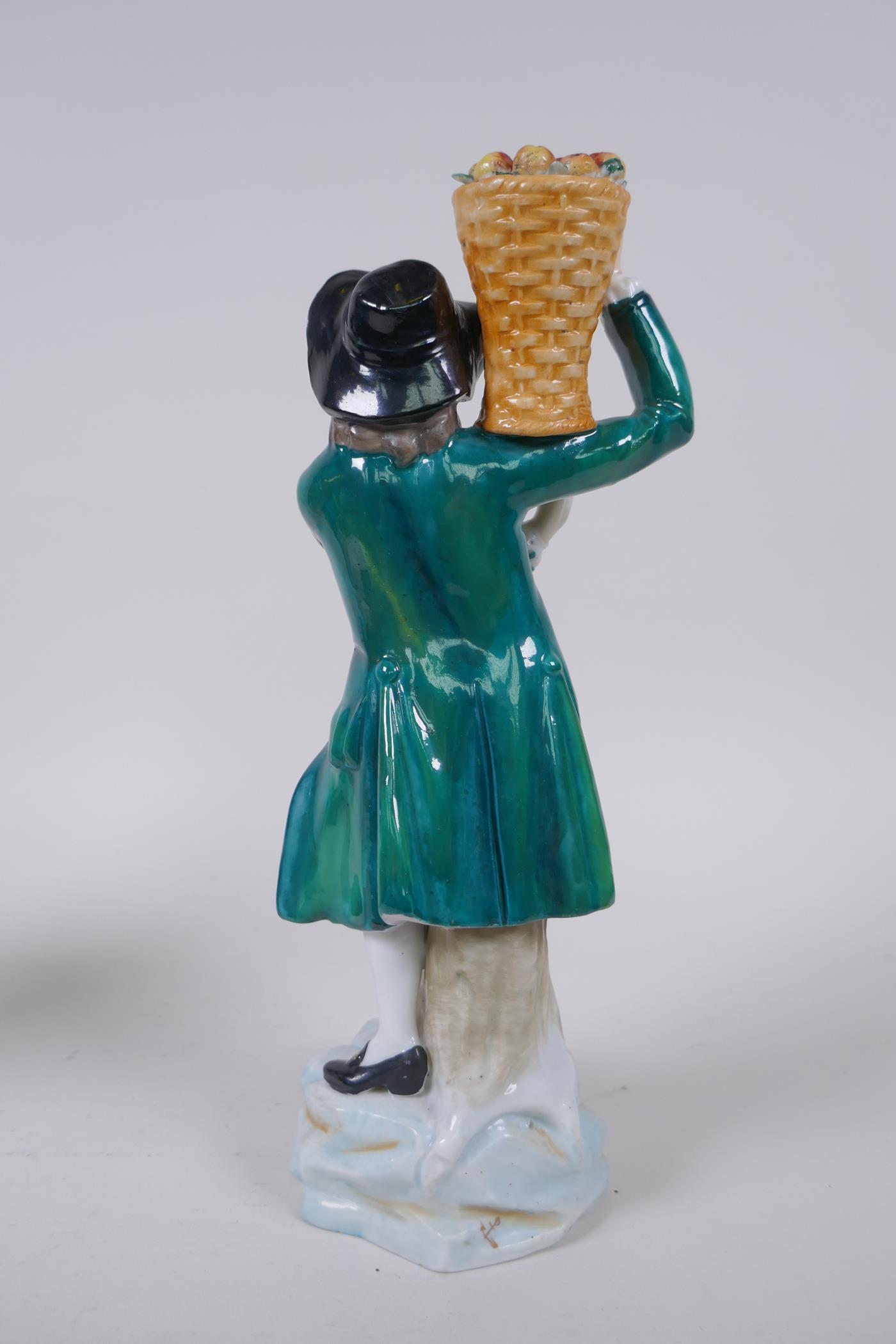 A pair of C19th Samson porcelain figures of apple pickers, gold anchor mark to base, 25cm high - Image 6 of 7