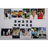 A set of ten photographic slides depicting Princess Diana and a set of accompanying photographs,