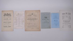 A collection of C19th London theatre programs including The Globe, St James's Theatre, Theatre Royal