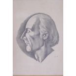 Jacob Kramer, portrait of the composer Delius, limited edition lithograph, 28/50, signed in