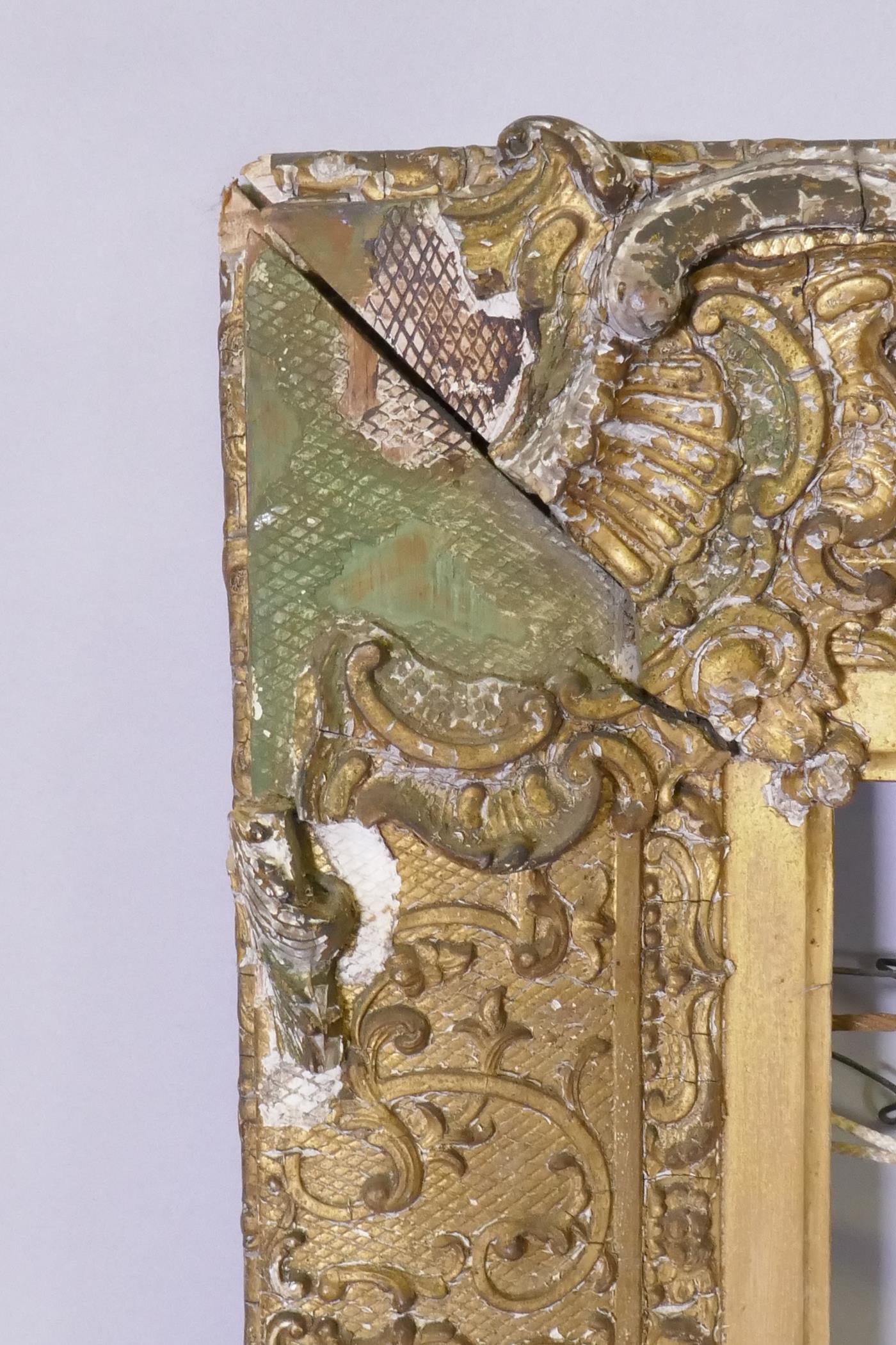 A C19th giltwood and composition picture frame, AF, rebate 71 x 92cm, originally with previous lot - Image 3 of 4