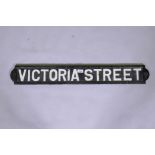 An antique cast iron street sign, Victoria Street, 90cm long