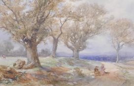 Thomas Colman Dibdin, Parkland, monogramed DB, watercolour, 74 x 43cm