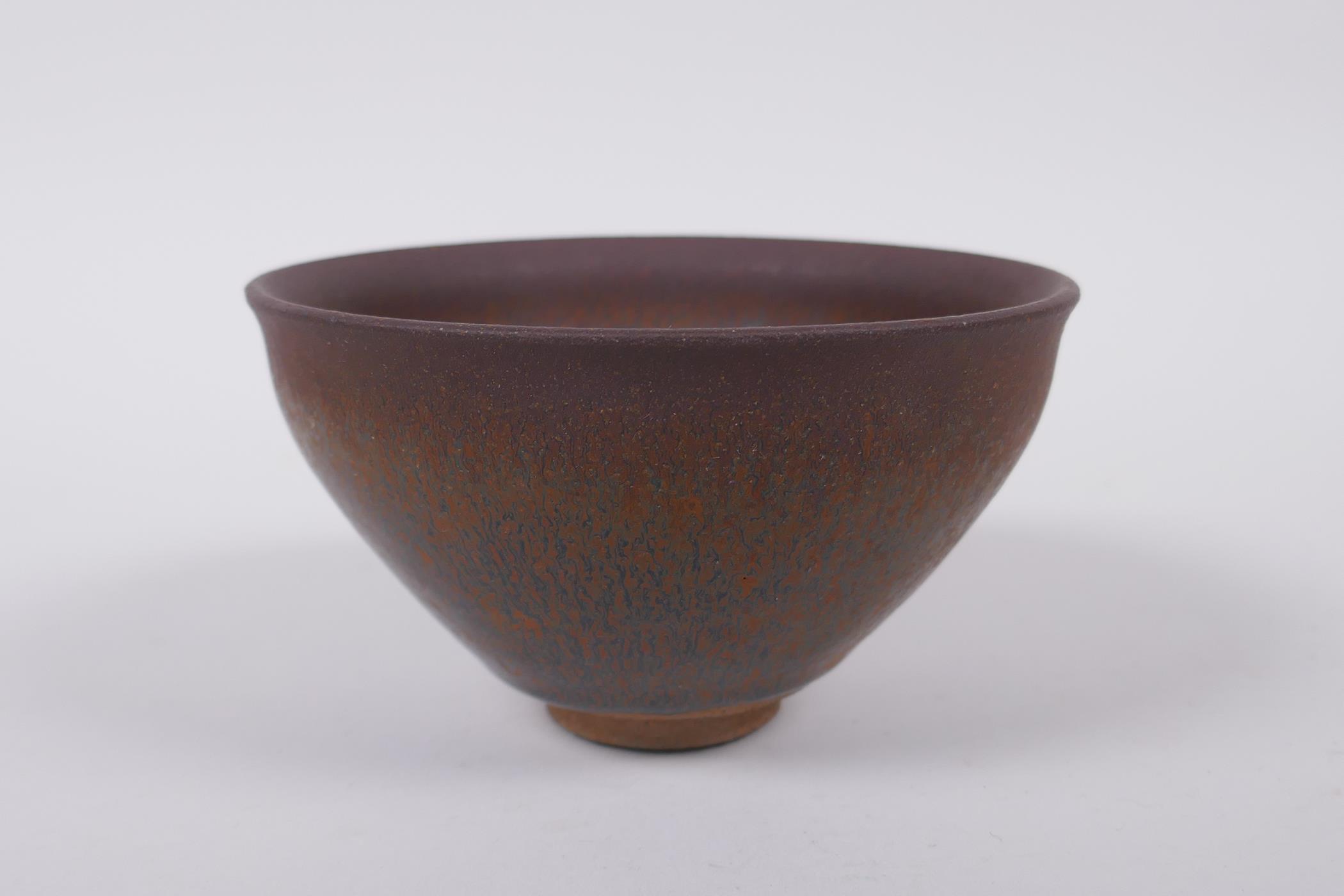 A Chinese Jian kiln bowl with hares fur glaze, 13cm diameter