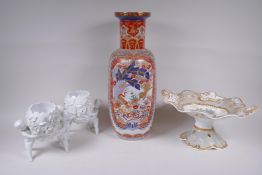 A Portuguese Vista Alegre porcelain vase with Japonaise decoration in the Imari palette, together