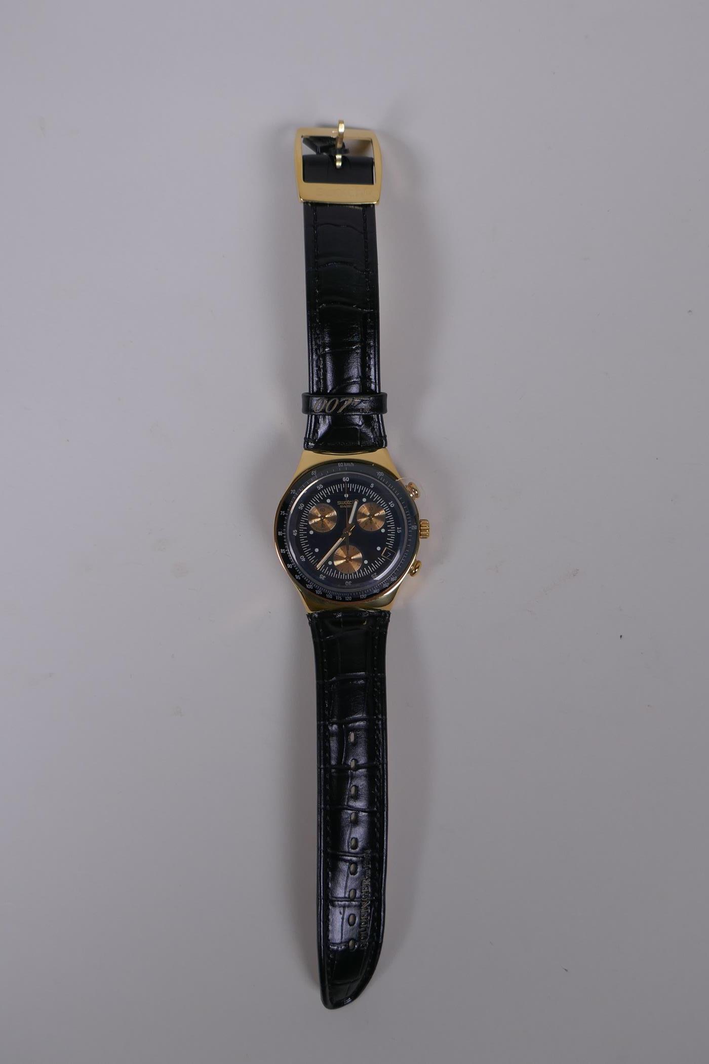 A James Bond 'Goldfinger' Swatch Irony Chrono stainless steel wrist watch for the 2002 40th - Image 2 of 3