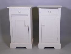 A pair of antique painted bedside cupboards, 40 x 34 x 72cm high