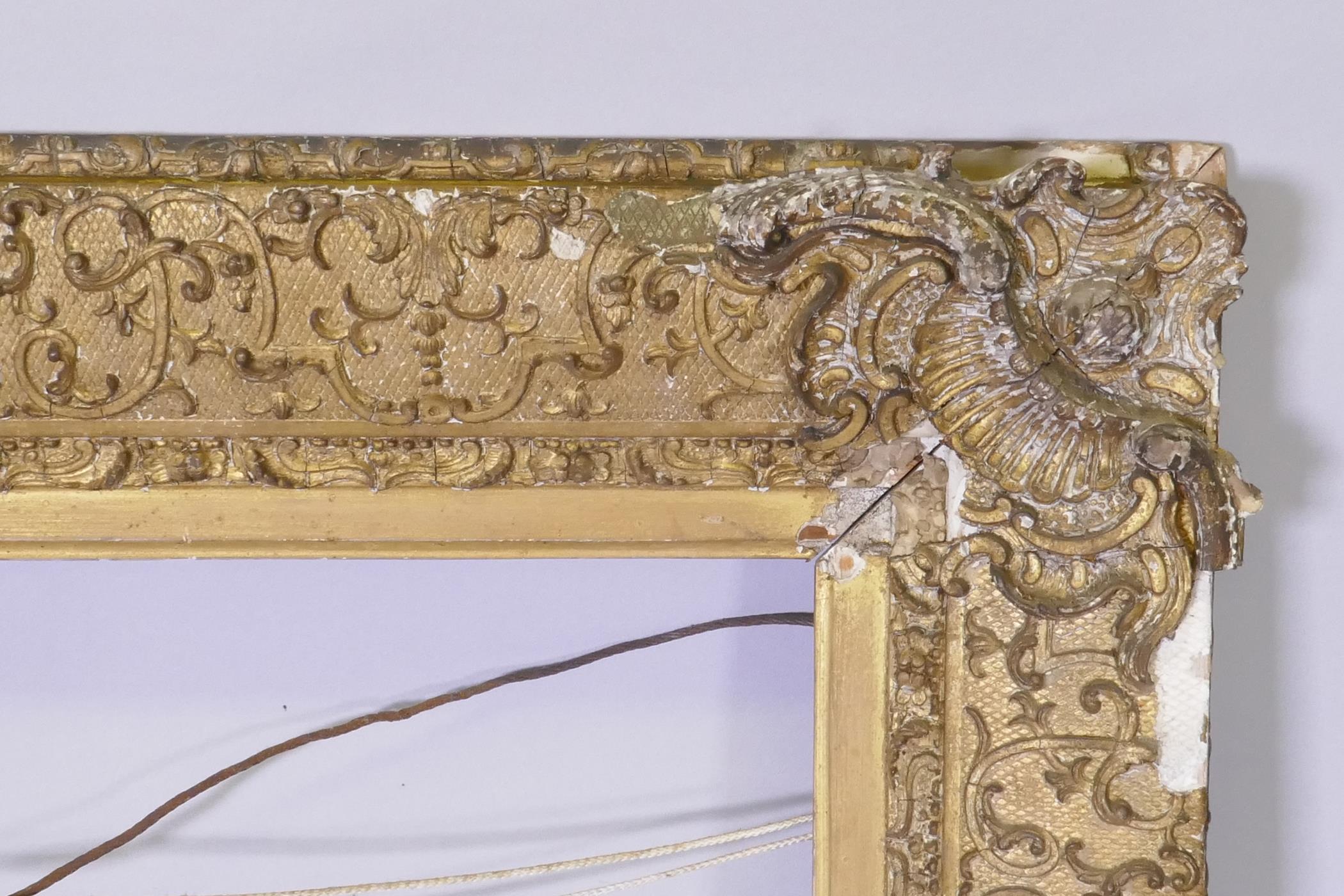 A C19th giltwood and composition picture frame, AF, rebate 71 x 92cm, originally with previous lot - Image 2 of 4