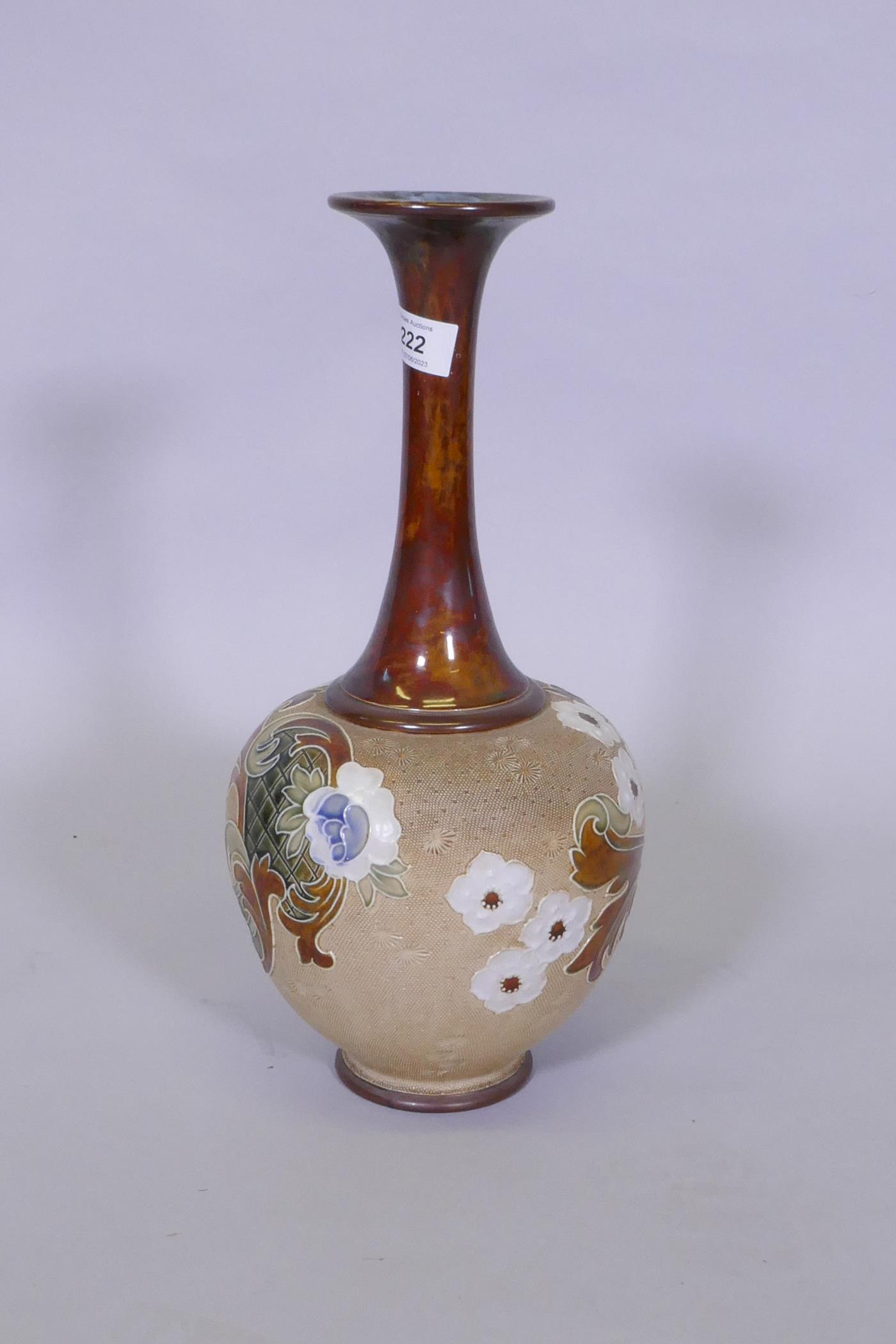 A Doulton Slaters long neck vase with raised floral and Arabesque designs, impressed marks to - Image 4 of 7