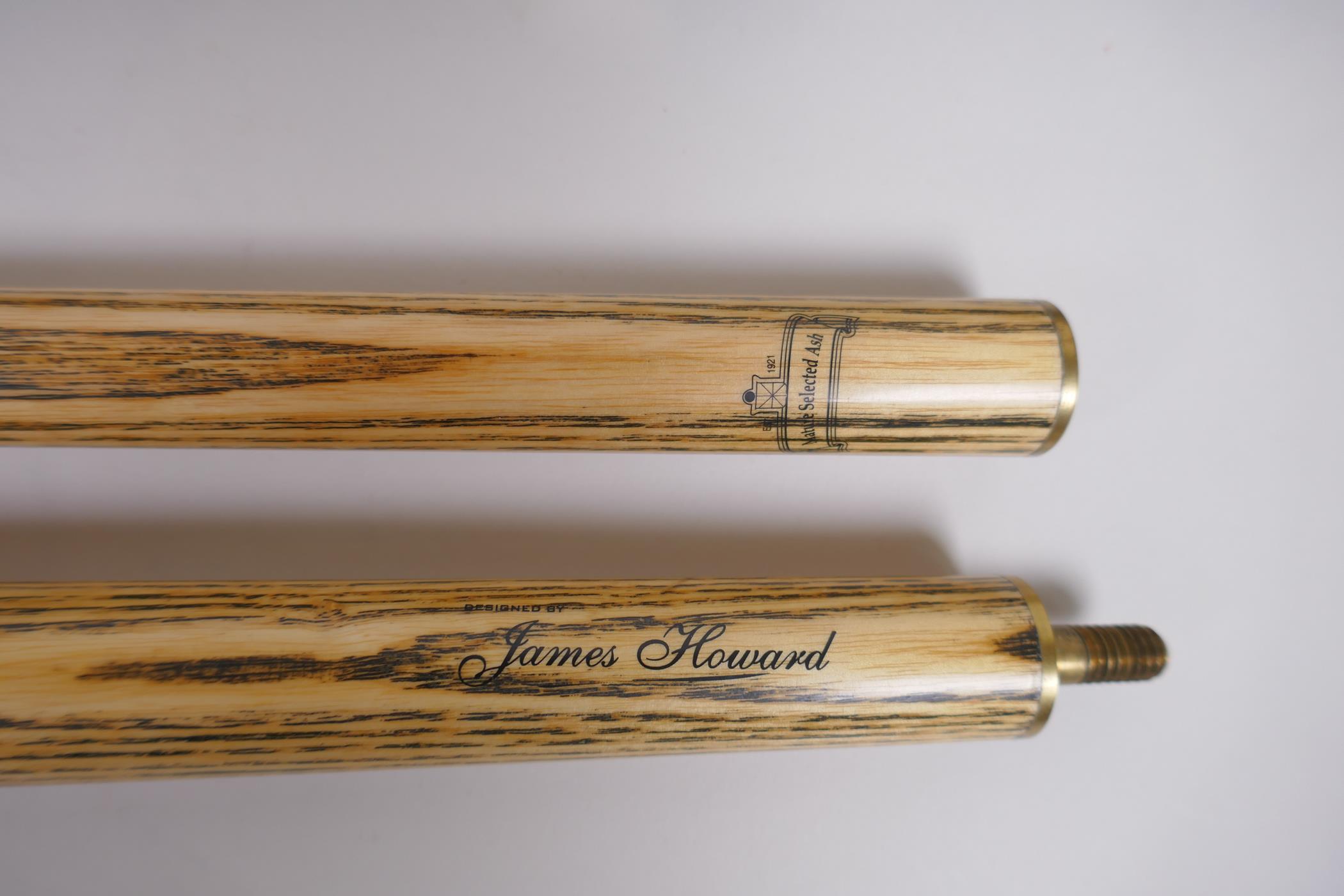 A James Howard Snooker Masters cue, in a Jimmy White branded leather carry case, 81cm long - Image 3 of 5