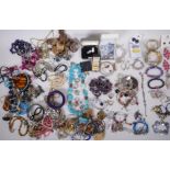 A collection of vintage costume jewellery including necklaces, bracelets, bangles, rings etc