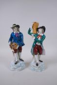 A pair of C19th Samson porcelain figures of apple pickers, gold anchor mark to base, 25cm high