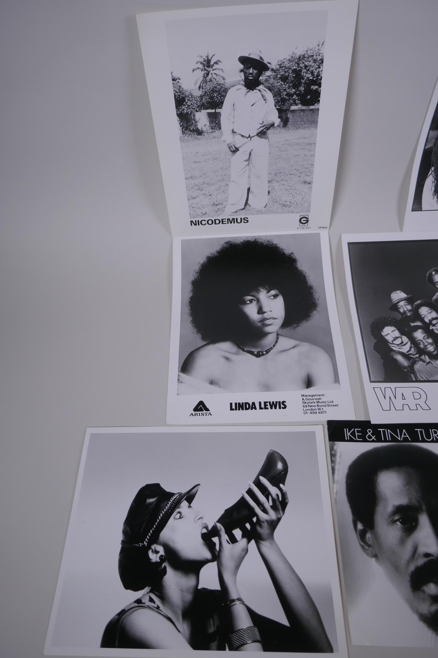 A quantity of black and white press and promotional photographs of black musicians including WAR, - Image 2 of 5