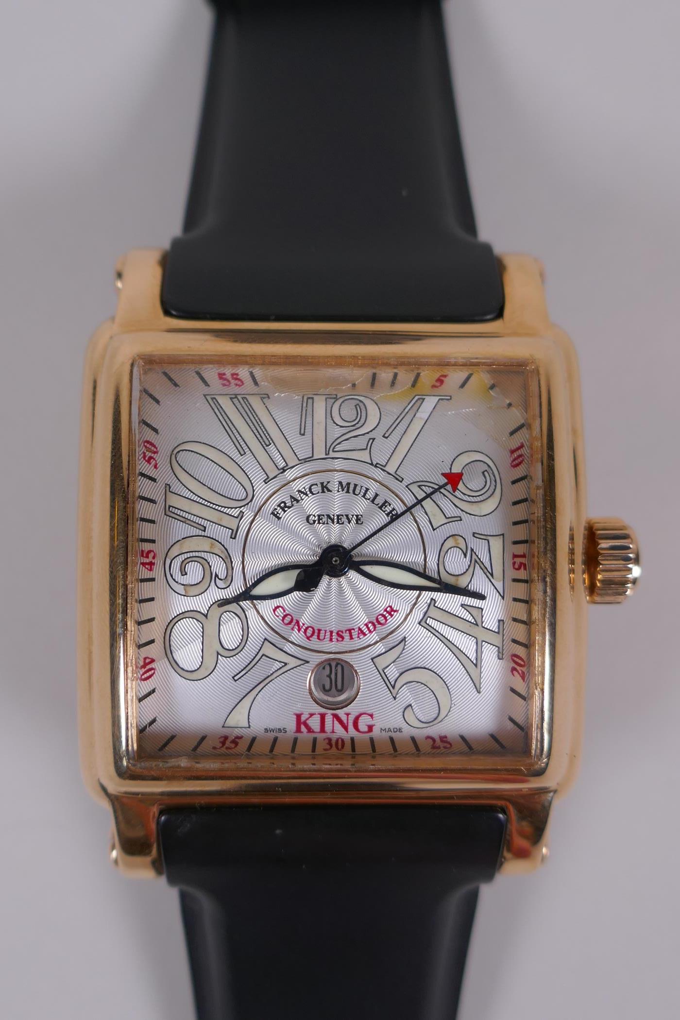 A gentleman's 18ct gold cased Franck Muller 'King Conquistador' Cortez 10,000 KSC wrist watch with