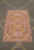 A French Aubusson woven wool tapestry rug/wall hanging, with floral design, 150 x 212cm