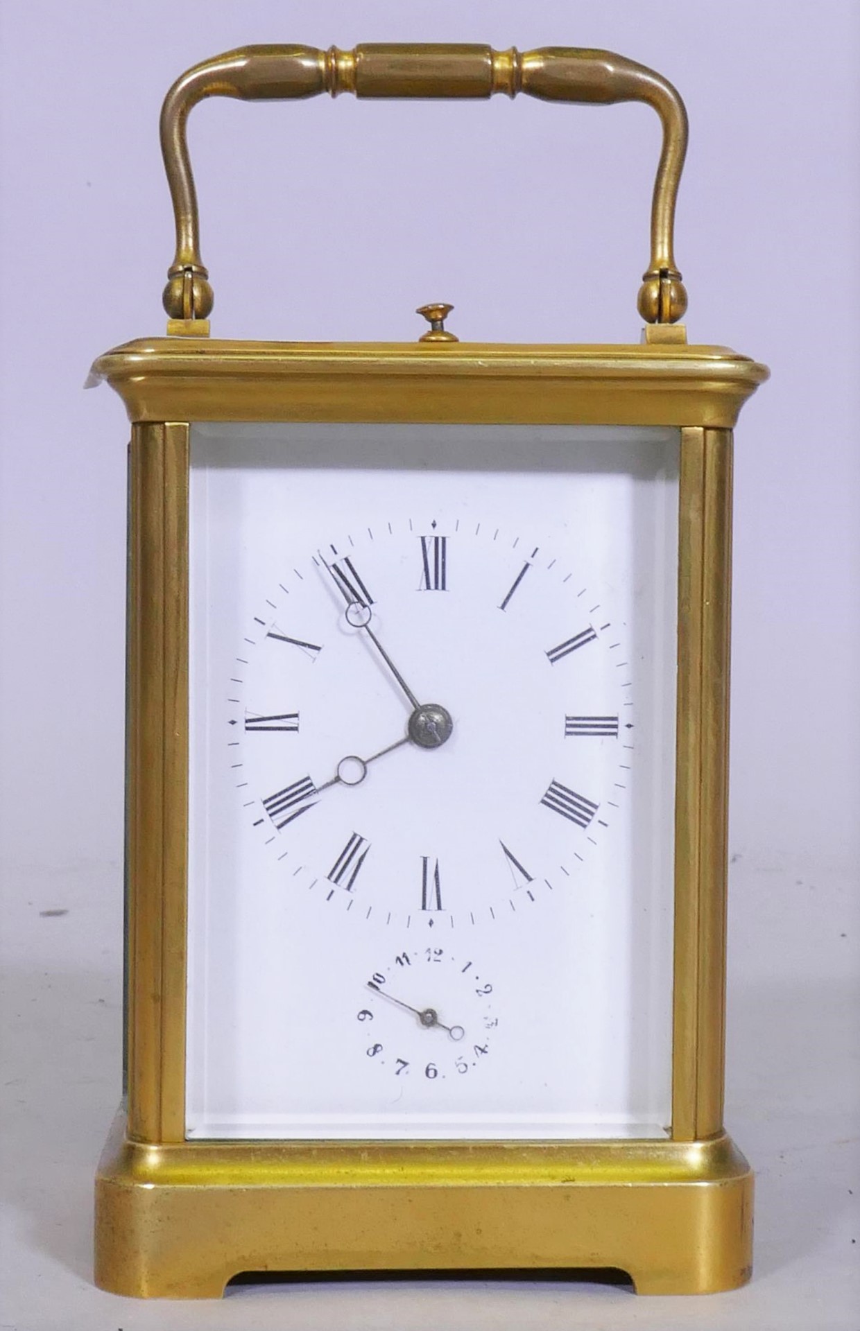 A good C19th gilt brass carriage clock with alarm function, appears working order but sold without