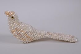A freshwater pearl model of a bird, 19cm long