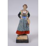 A 1930s Dulwich pottery figure by Jessamine Bray & Sybil Williams, Girl from Trento, mounted on a