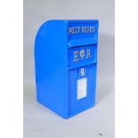 A reproduction painted metal post box, 30 x 38cm, 64cm high