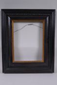 An antique Dutch style ebonised moulding picture frame, 30 x 22cm rebate