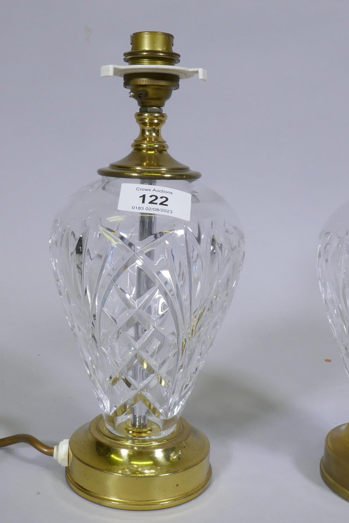 A pair of Waterford 'Kilkenny' crystal glass table lamps, 27cm high - Image 2 of 3